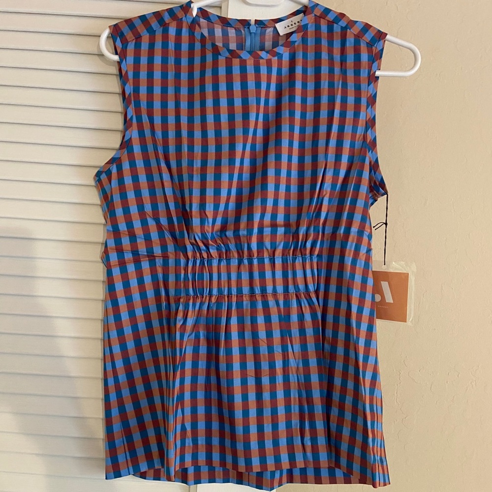 NEW- Argent Checked Sleeveless Blouse- Size 2